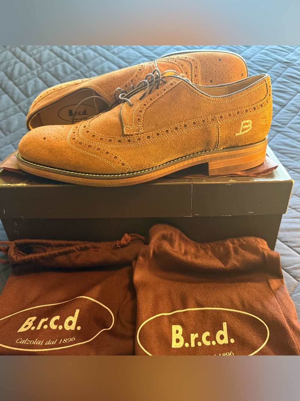 B.R.C.D Reddish Brown Suede Wingtip Oxford Men’s Sz 11